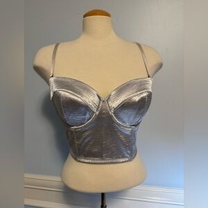 VS metallic silver satin bustier